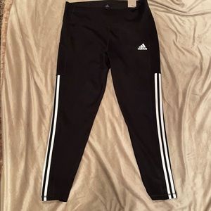Adidas Black 3 striped NWT 7/8 High Rise leggings